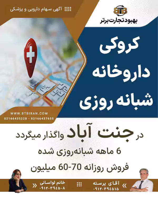 واگذاری کروکی داروخانه شبانه روزی  در جنت آباد