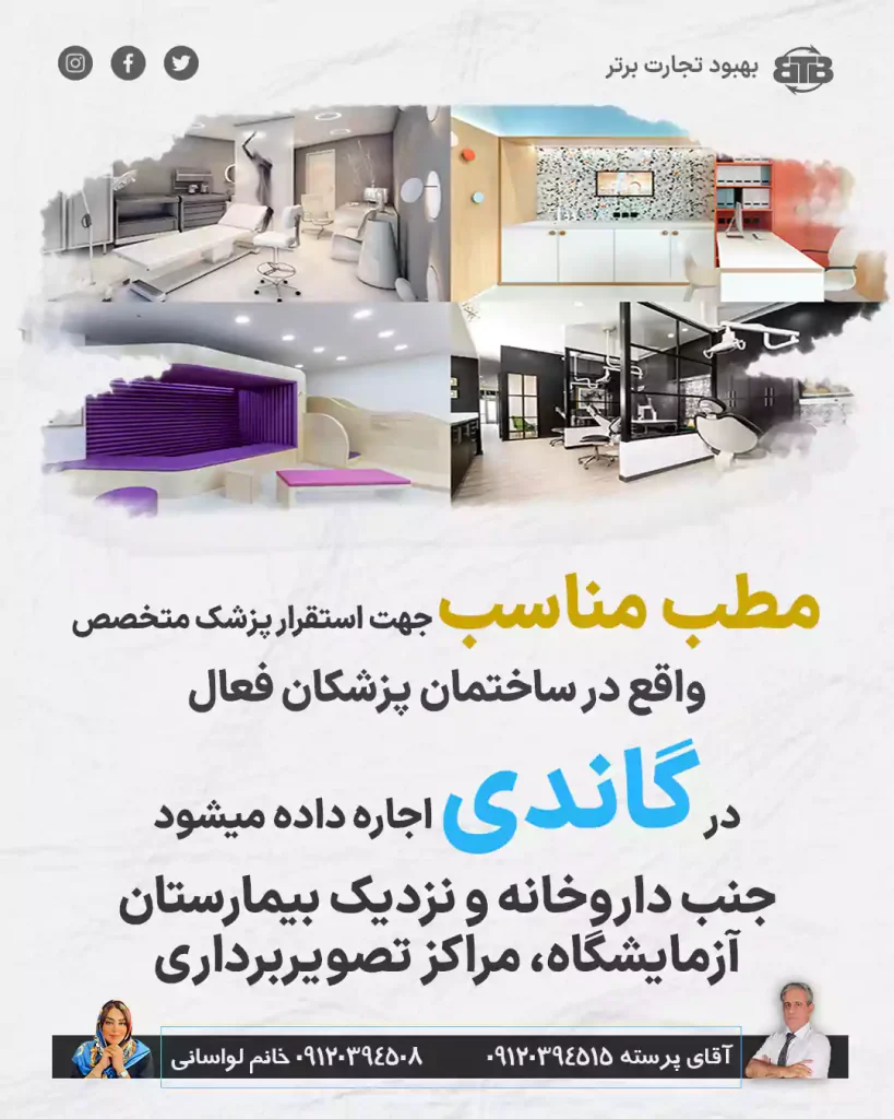 اجاره مطب مناسب جهت استقرار متخصص در گاندی
